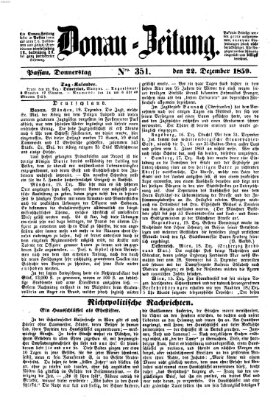 Donau-Zeitung Donnerstag 22. Dezember 1859