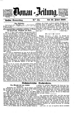 Donau-Zeitung Donnerstag 12. Januar 1860