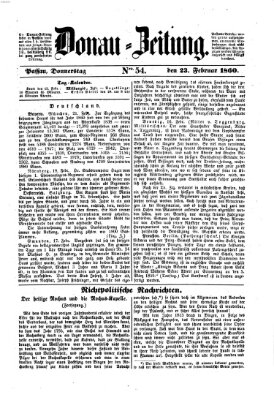 Donau-Zeitung Donnerstag 23. Februar 1860