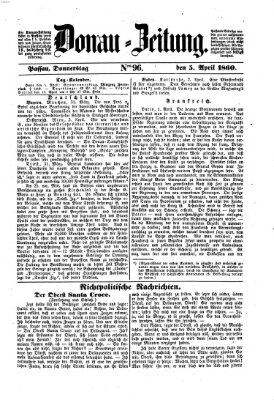 Donau-Zeitung Donnerstag 5. April 1860