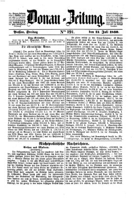 Donau-Zeitung Freitag 13. Juli 1860