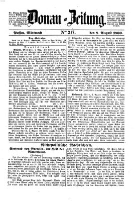 Donau-Zeitung Mittwoch 8. August 1860