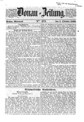 Donau-Zeitung Mittwoch 3. Oktober 1860