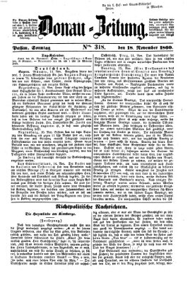 Donau-Zeitung Sonntag 18. November 1860
