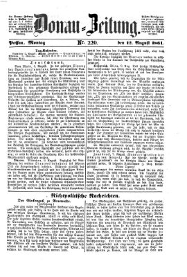 Donau-Zeitung Montag 12. August 1861