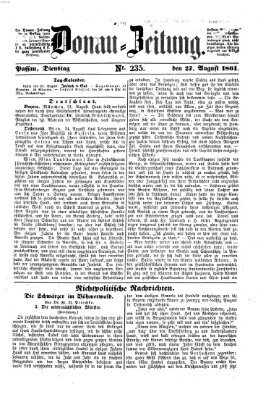 Donau-Zeitung Dienstag 27. August 1861