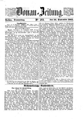 Donau-Zeitung Donnerstag 26. September 1861