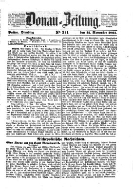 Donau-Zeitung Dienstag 12. November 1861