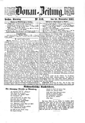 Donau-Zeitung Sonntag 17. November 1861
