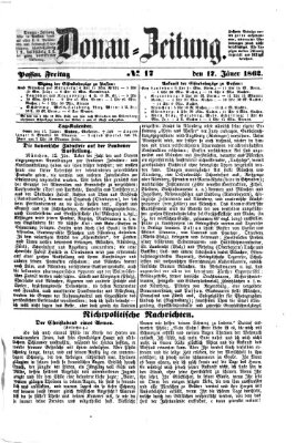 Donau-Zeitung Freitag 17. Januar 1862