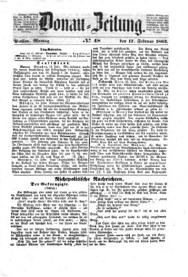 Donau-Zeitung Montag 17. Februar 1862