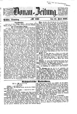 Donau-Zeitung Dienstag 17. Juni 1862
