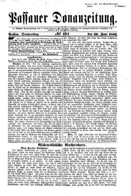 Donau-Zeitung Donnerstag 26. Juni 1862