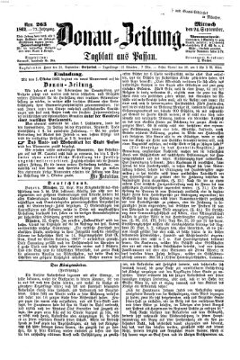 Donau-Zeitung Mittwoch 24. September 1862