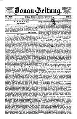 Donau-Zeitung Mittwoch 30. September 1863