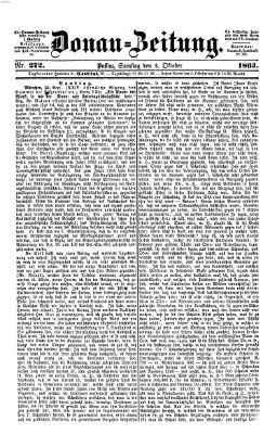 Donau-Zeitung Samstag 3. Oktober 1863