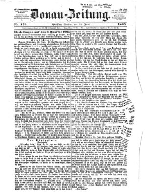 Donau-Zeitung Freitag 23. Juni 1865