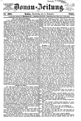 Donau-Zeitung Donnerstag 9. November 1865