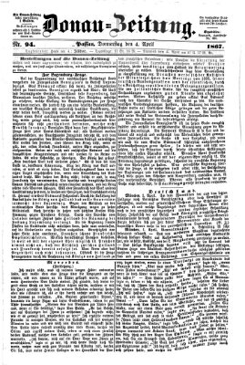 Donau-Zeitung Donnerstag 4. April 1867