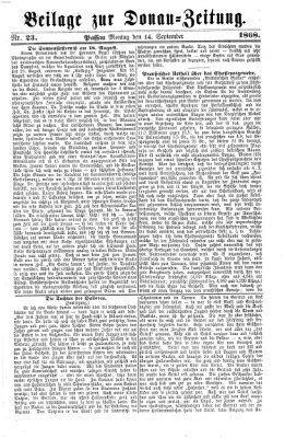 Donau-Zeitung Montag 14. September 1868