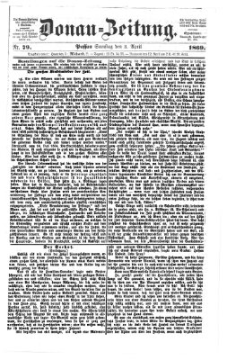 Donau-Zeitung Samstag 3. April 1869