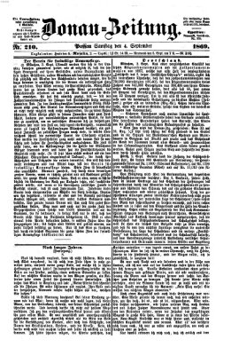 Donau-Zeitung Samstag 4. September 1869
