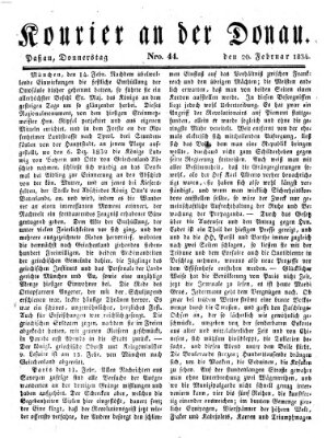 Kourier an der Donau (Donau-Zeitung) Donnerstag 20. Februar 1834