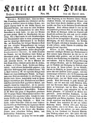 Kourier an der Donau (Donau-Zeitung) Mittwoch 16. April 1834