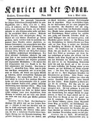 Kourier an der Donau (Donau-Zeitung) Donnerstag 1. Mai 1834