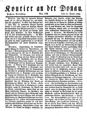 Kourier an der Donau (Donau-Zeitung) Dienstag 17. Juni 1834
