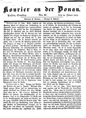 Kourier an der Donau (Donau-Zeitung) Samstag 24. Januar 1835