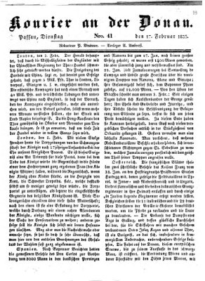 Kourier an der Donau (Donau-Zeitung) Dienstag 17. Februar 1835