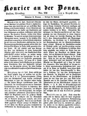 Kourier an der Donau (Donau-Zeitung) Dienstag 4. August 1835