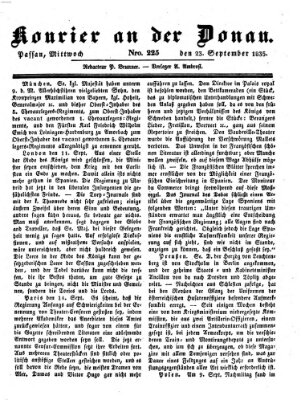 Kourier an der Donau (Donau-Zeitung) Mittwoch 23. September 1835