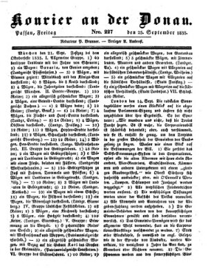 Kourier an der Donau (Donau-Zeitung) Freitag 25. September 1835