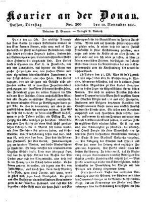 Kourier an der Donau (Donau-Zeitung) Dienstag 10. November 1835