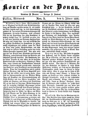Kourier an der Donau (Donau-Zeitung) Mittwoch 6. Januar 1836