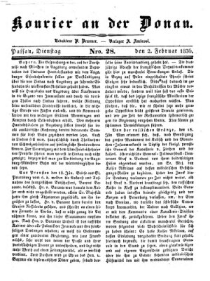 Kourier an der Donau (Donau-Zeitung) Dienstag 2. Februar 1836