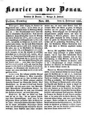 Kourier an der Donau (Donau-Zeitung) Samstag 6. Februar 1836