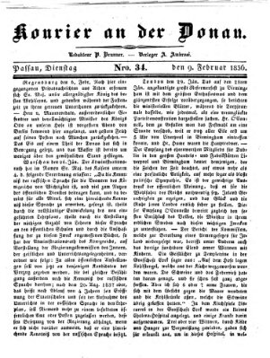 Kourier an der Donau (Donau-Zeitung) Dienstag 9. Februar 1836