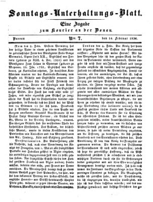 Kourier an der Donau (Donau-Zeitung) Sonntag 14. Februar 1836