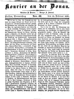 Kourier an der Donau (Donau-Zeitung) Donnerstag 18. Februar 1836