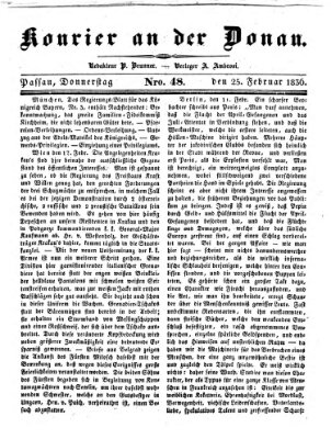 Kourier an der Donau (Donau-Zeitung) Donnerstag 25. Februar 1836