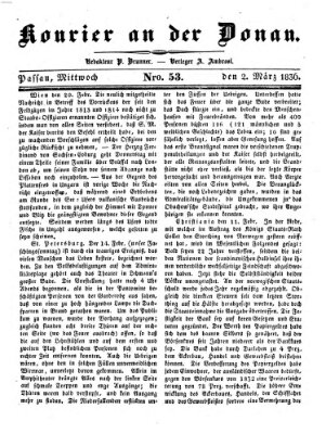 Kourier an der Donau (Donau-Zeitung) Mittwoch 2. März 1836