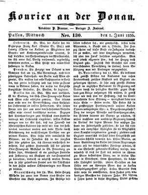 Kourier an der Donau (Donau-Zeitung) Mittwoch 1. Juni 1836