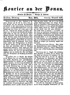 Kourier an der Donau (Donau-Zeitung) Montag 29. August 1836