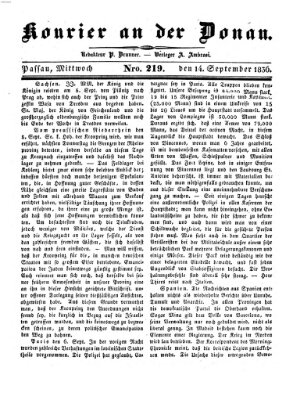 Kourier an der Donau (Donau-Zeitung) Mittwoch 14. September 1836