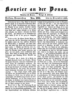Kourier an der Donau (Donau-Zeitung) Donnerstag 15. Dezember 1836