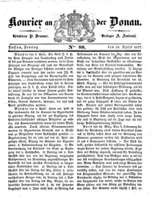 Kourier an der Donau (Donau-Zeitung) Freitag 14. April 1837