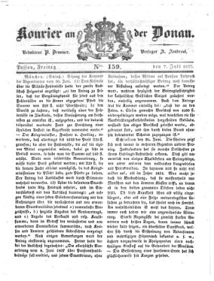 Kourier an der Donau (Donau-Zeitung) Freitag 7. Juli 1837